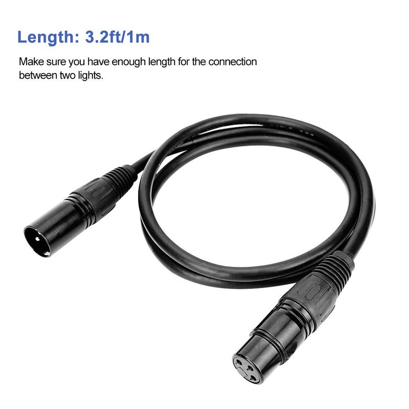 WorldLite 3.2ft DMX Cable, 10PCS 1 Meter DMX Signal Cables Signal Wires, 3-Pin XLR Male to Female Stage Light Signal Cable with Metal connectors, Connection for DMX512 Stage & DJ Lighting fixtures - Image 2